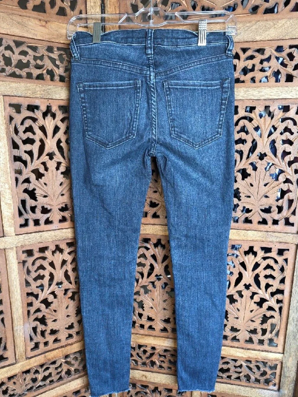 Free People Dark Blue Skinny High-Rise Button-Fly Jeans